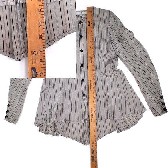 Shack Incorporated J Morgan Puett Taupe Striped Rayon Tunic Top Long Sleeve  S - Picture 7 of 11